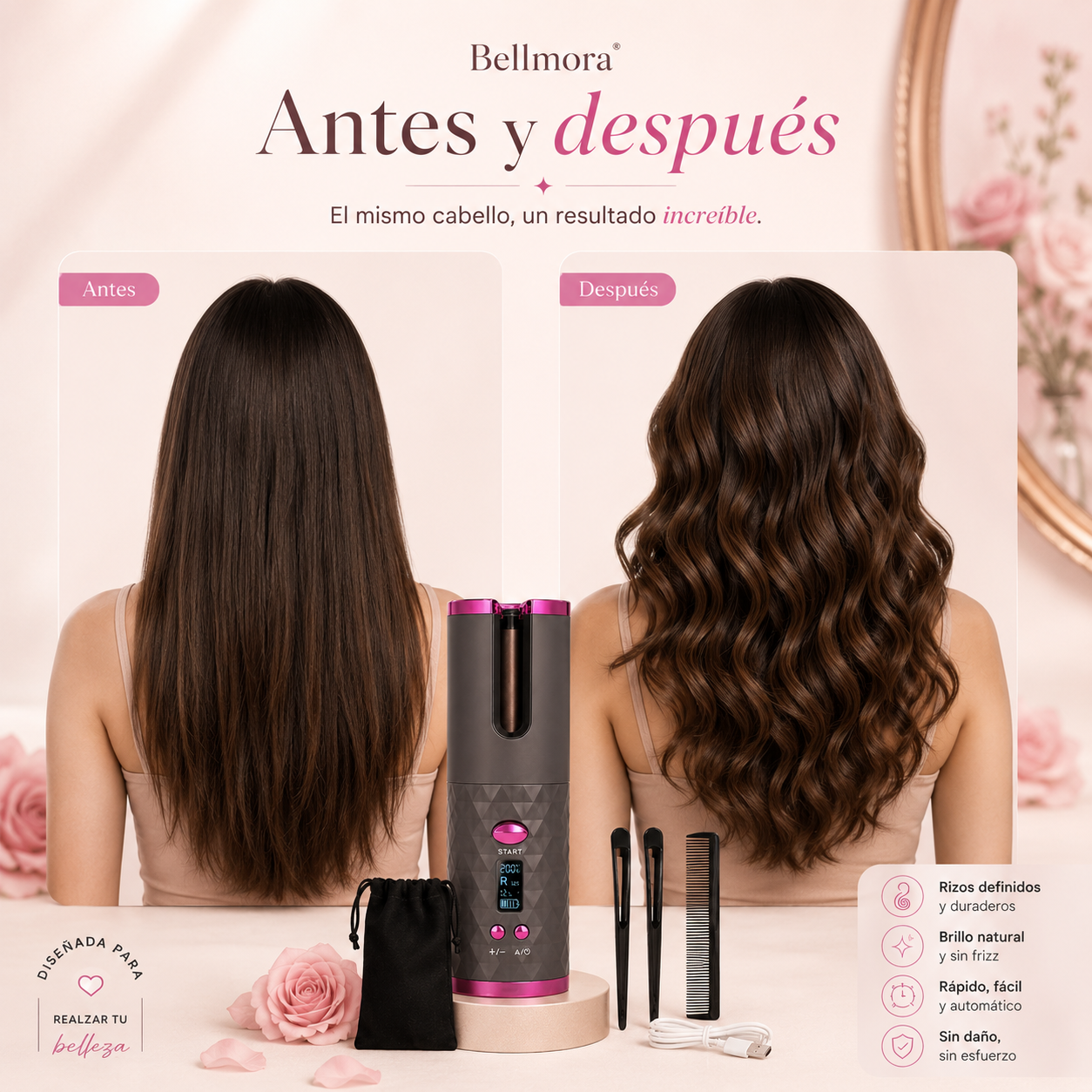 Bellmora AirCurl Rizador Automático Portátil